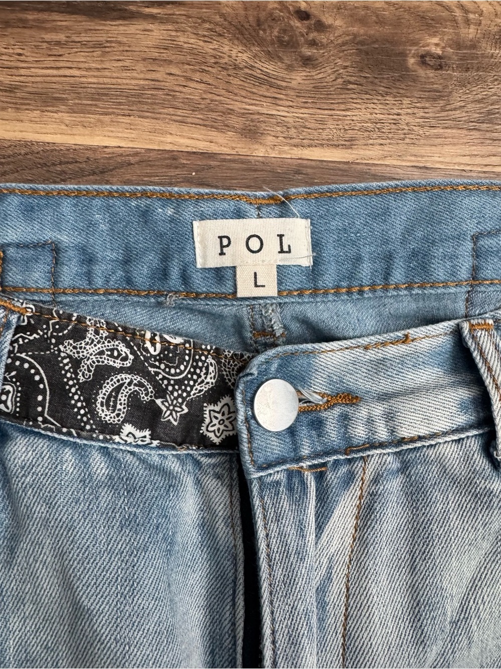 POL Offshore Patchwork Detail Pants Size Large - Picture 6 of 16